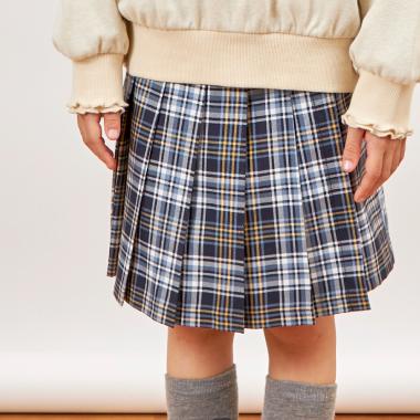 チェック　プリーツキュロットスカート