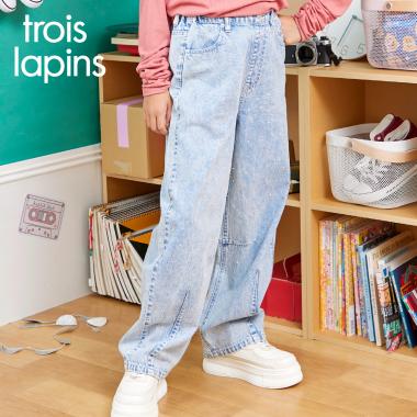 【Trois Lapins】 バレルレッグ デニムパンツ