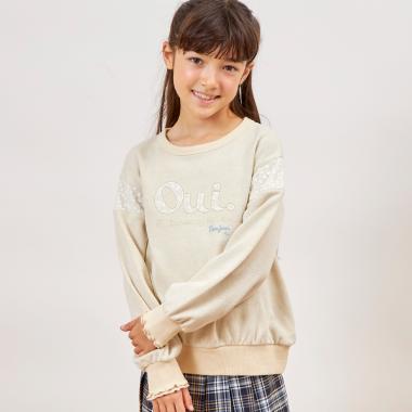 ラメ裏毛　ポイントレース トレーナー