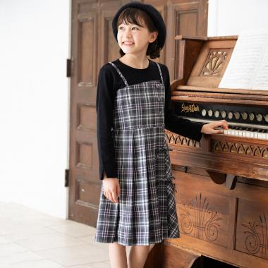 レイヤード風チェックワンピース