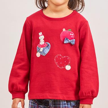 mimiちゃん&ハートアップリケ 裏毛トレーナー