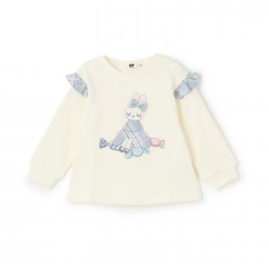 mimiちゃんアップリケ 肩フリル裏毛トレーナー