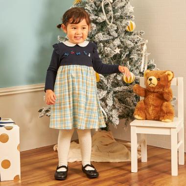 先染チェック×起毛テレコ ワンピース