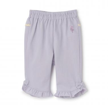 デニム風ニットツイル パンツ 6分丈