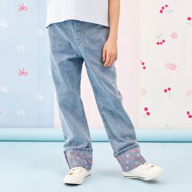 【Trois Lapins】 ストレッチデニム ロールアップパンツ