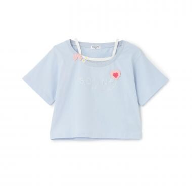 【Trois Lapins】 フェイクレイヤード 5分袖Tシャツ