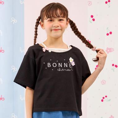 【Trois Lapins】 フェイクレイヤード 5分袖Tシャツ