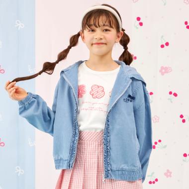 【Trois Lapins】 テンセルデニム　ジップアップフーディー