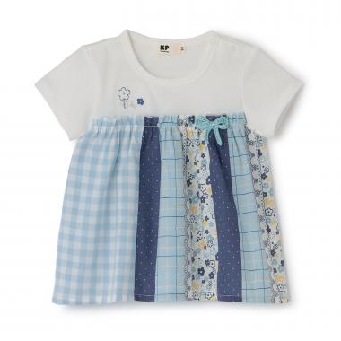 ギンガム×総柄 チュニック