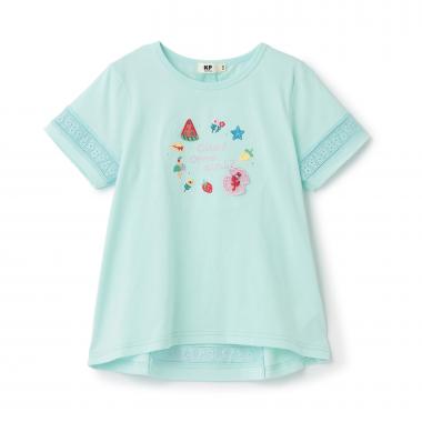 レース切り替え袖 Tシャツ