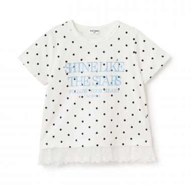 裾レース パールモチーフ Tシャツ