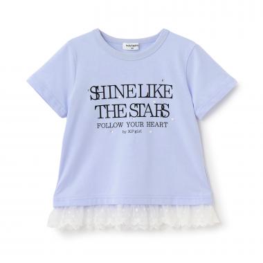 裾レース パールモチーフ Tシャツ