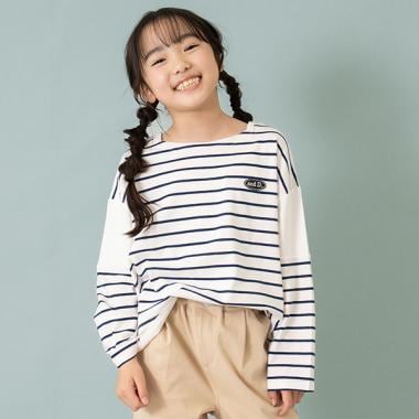 肩切替ボーダービッグ長袖Tシャツ