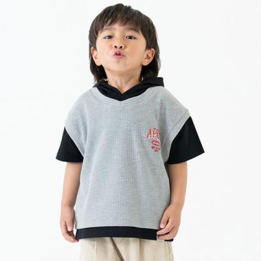 ベストレイヤード半袖パーカー