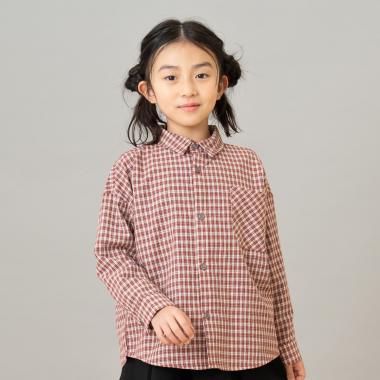 チェックドロップ長袖シャツ