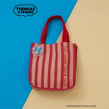 【きかんしゃトーマス】チャーム付きストライプミニトート