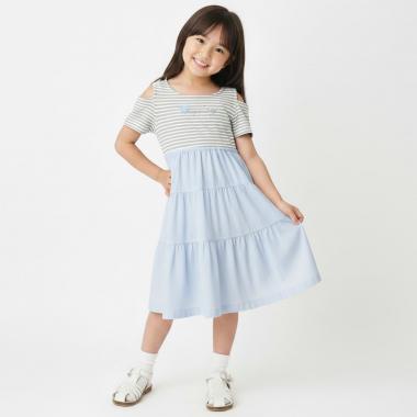 ボーダードッキング半袖ワンピース