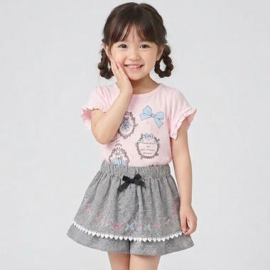 ギンガムチェックガーリーモチーフキュロット