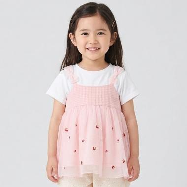 さくらんぼ刺しゅうドッキングチュニック