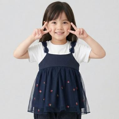 さくらんぼ刺しゅうドッキングチュニック