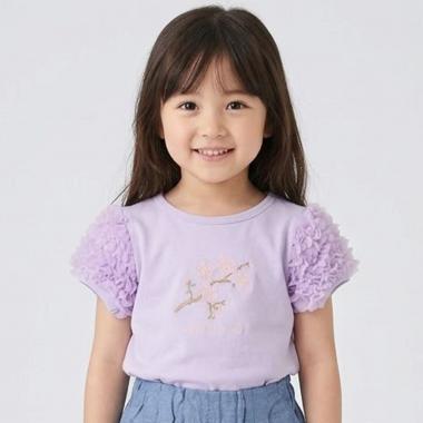 サクラ肩フリル半袖Tシャツ