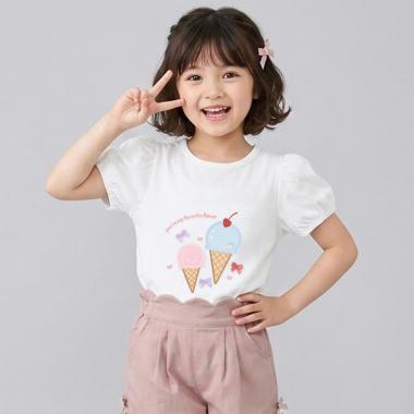 袖チュールアイスモチーフTシャツ