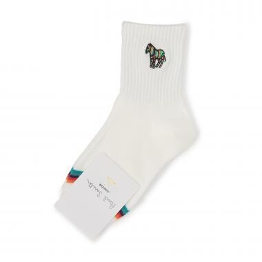 ゼブラ刺しゅうクルーソックス