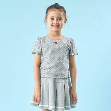 【ソフトコットン】ドットプリントミニミニパフ半袖Tシャツ