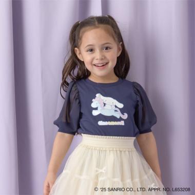 【サンリオキャラクターズ】【ソフトコットン】シナモロールオーロララメプリントパフTシャツ