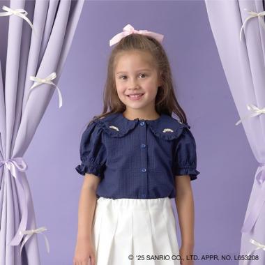 【サンリオキャラクターズ】シナモロールフリル衿ブラウス&リボンヘアゴムセット