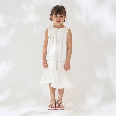 シャーリングティアードワンピース