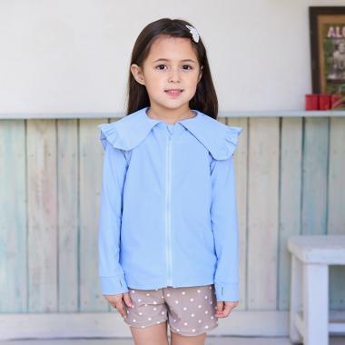 【SWIM】【UV加工】セーラーフリル衿ラッシュガード