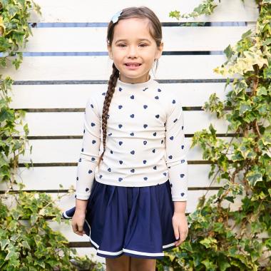 【SWIM】【UV加工】ハート柄ラッシュガード&プリーツスカートセット