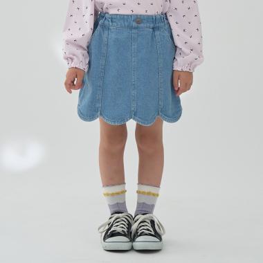 ストレッチデニムスカラップスカパン