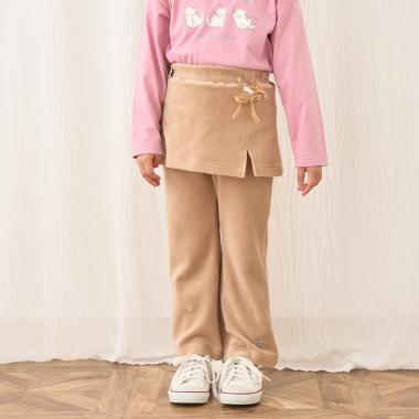 【もっちりベロア】【セットアップ可】スカート付きフレアパンツ