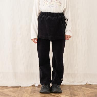 【もっちりベロア】【セットアップ可】スカート付きフレアパンツ