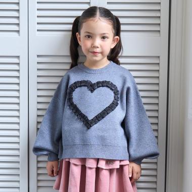 【マシュマロみたいな着心地】【マシンウォッシャブル】ハート・リボンアソートモチーフセーター