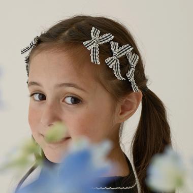 チェックリボンちびヘアクリップ6Pセット