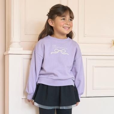 【毛玉バイバイ裏毛】リボン刺しゅうスウェット【子供服】【キッズ】【女の子】
