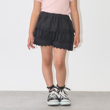 ハート刺しゅうスカラップティアードスカパン