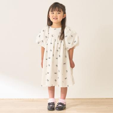 リボン刺しゅうふんわりワンピース【Lycee mineバレエシリーズ】