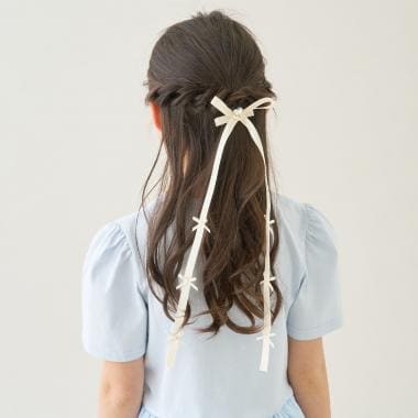 ちびちびリボン付ロングリボンヘアクリップ