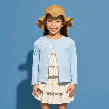 【SWIM】【UVカット】リボン付きカーディガン型ラッシュガード