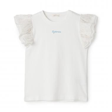 【綿100%】【ムテキＴ】【防汚・UV・接触冷感・型崩れしない】ふわふわフリル袖Ｔシャツ【子供服】【キッズ】【女の子】