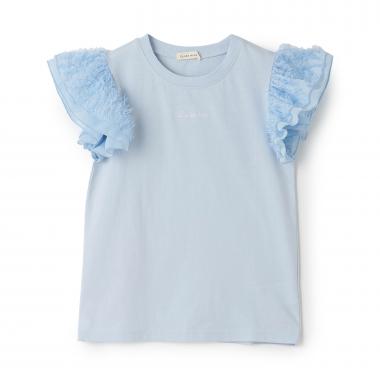 【綿100%】【ムテキＴ】【防汚・UV・接触冷感・型崩れしない】ふわふわフリル袖Ｔシャツ【子供服】【キッズ】【女の子】