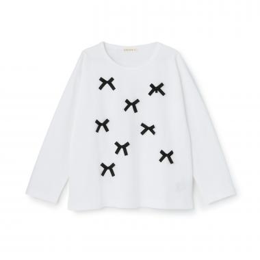 【綿100%】【名札がつけられる】リボンAラインTシャツ