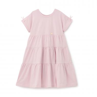 【予約/6月中旬～下旬入荷予定】【綿100％】【どちらが前でもOK】ティアードTシャツワンピース