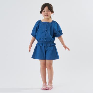 【予約/6月下旬～7月上旬入荷予定】【セットアップ】裾シャーリングトップス・ショートパンツセット