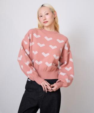ハート柄ニットプルオーバー