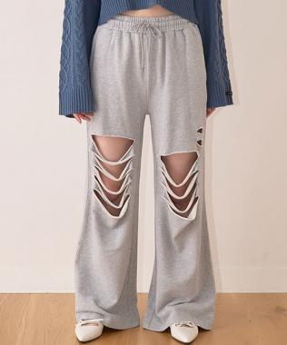 ダメージスウェットパンツ【韓国ファッション】